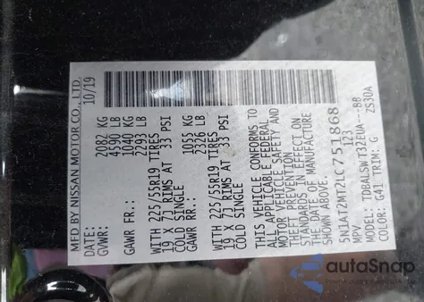 2020 Nissan Rogue Sl Fwd from USA, damaged, VIN 5N1AT2MT2LC751868